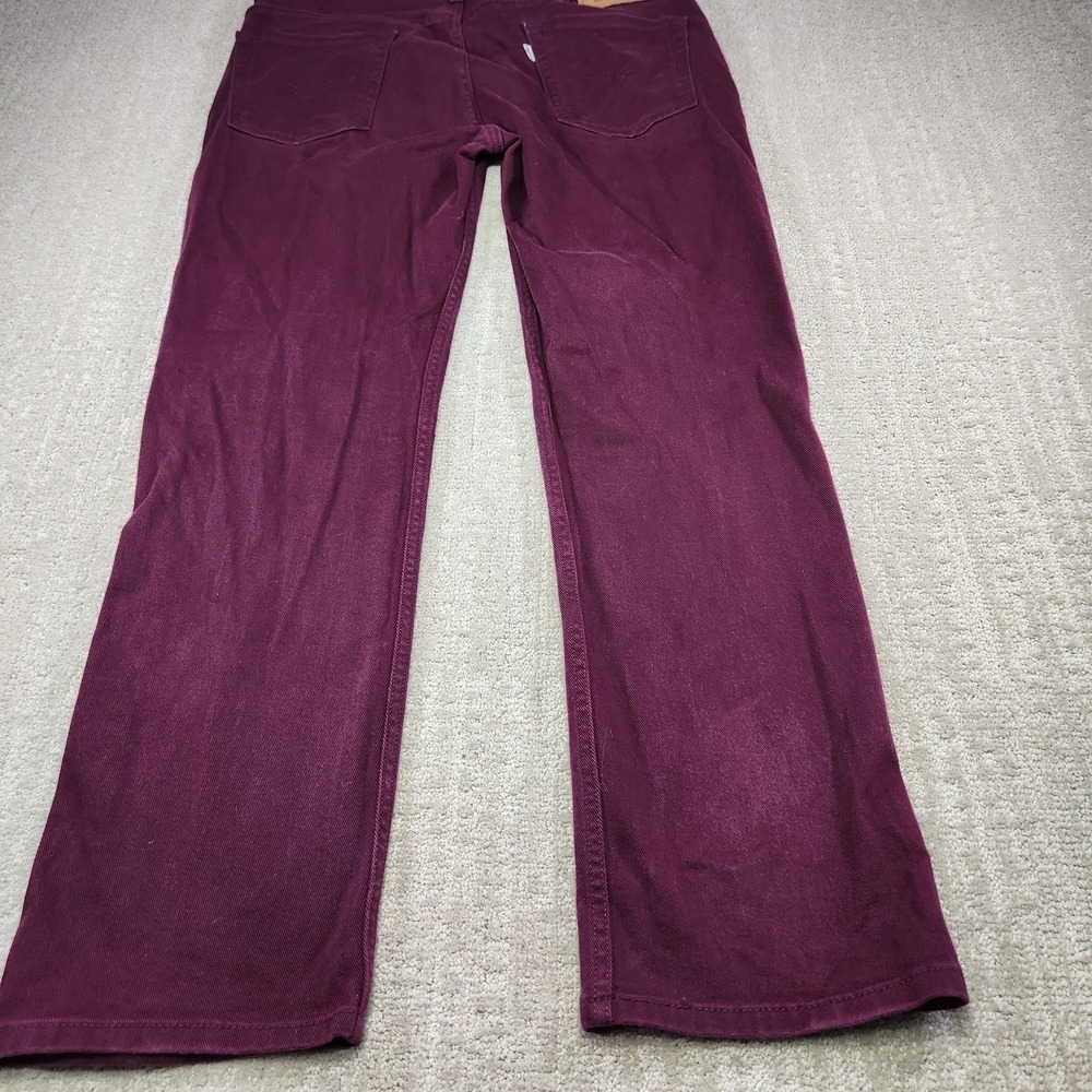 Levis 514 Jeans Men 36x32 Straight Leg Regular Fit Maroon Denim Stretch - Picture 12 of 13